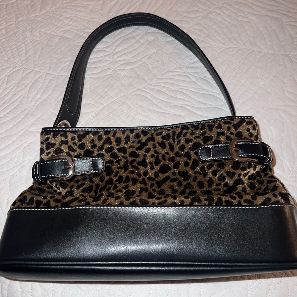 Tommy Hilfiger Leopard Print Black Shoulder Bag